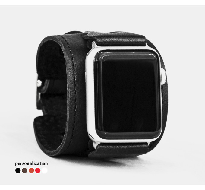 Leather cuff band compatible with Apple watch 38mm 40mm 41mm 42mm 44mm 45mm 49mm, Handmade UA code 1550st