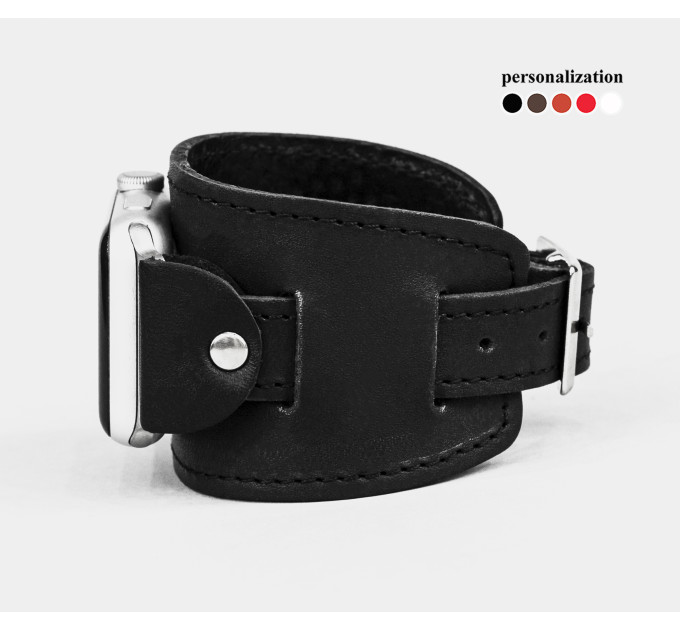 Leather cuff band compatible with Apple watch 38mm 40mm 41mm 42mm 44mm 45mm 49mm, Handmade UA code 1550st