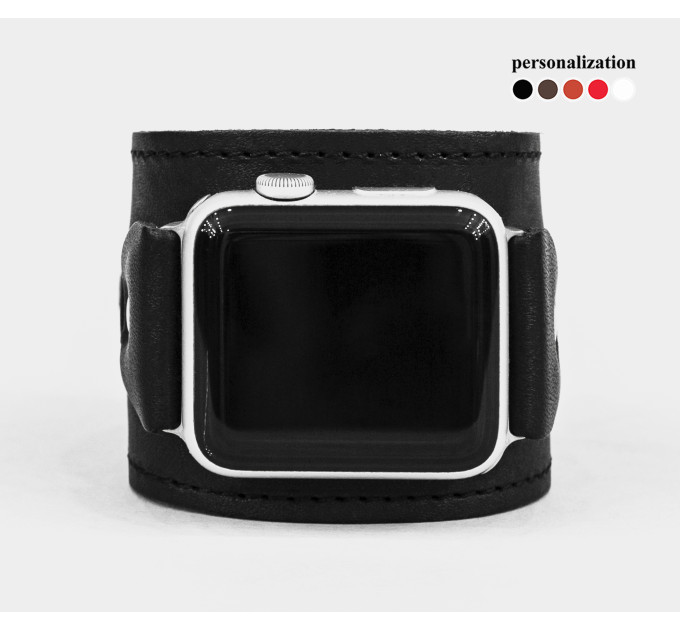 Leather cuff band compatible with Apple watch 38mm 40mm 41mm 42mm 44mm 45mm 49mm, Handmade UA code 1550st