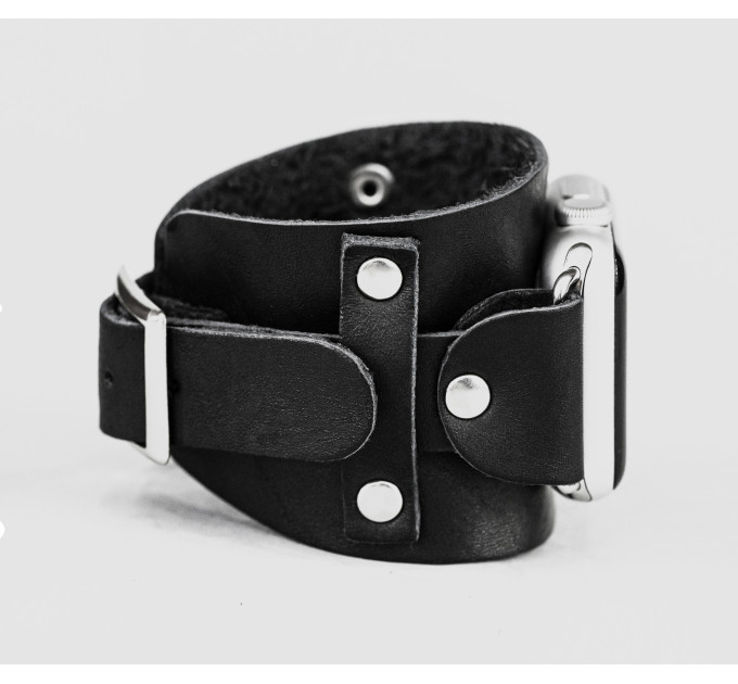 Leather cuff band compatible with Apple watch 38mm 40mm 41mm 42mm 44mm 45mm 49mm, Handmade UA code 1552