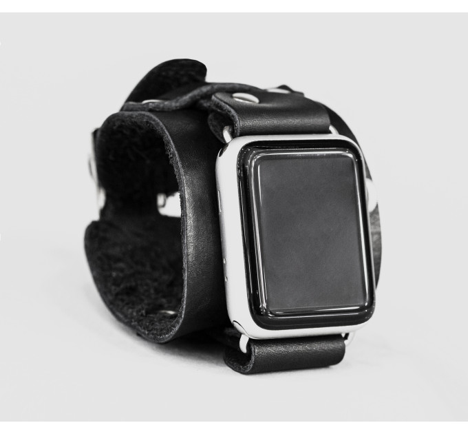 Leather cuff band compatible with Apple watch 38mm 40mm 41mm 42mm 44mm 45mm 49mm, Handmade UA code 1552