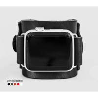 Leather cuff band compatible with Apple watch 38mm 40mm 41mm 42mm 44mm 45mm 49mm, Handmade UA code 1552