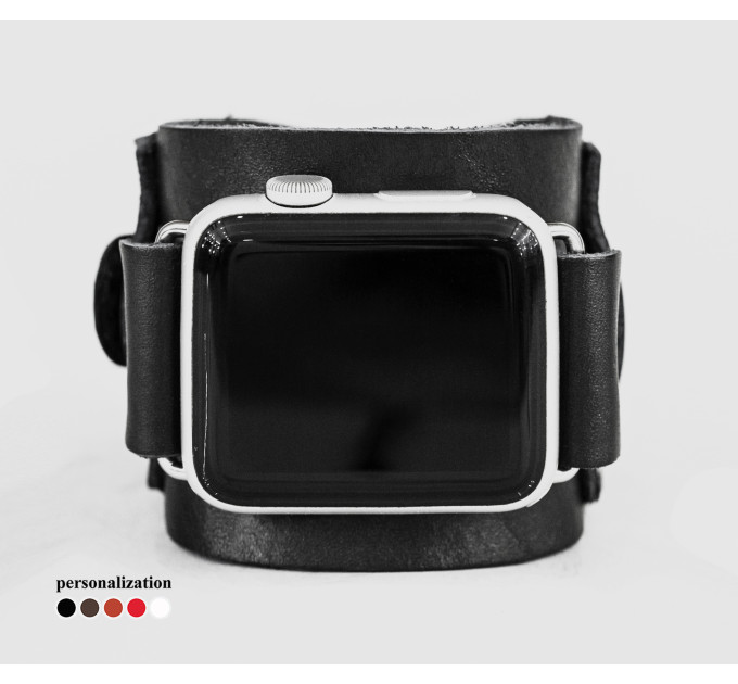 Leather cuff band compatible with Apple watch 38mm 40mm 41mm 42mm 44mm 45mm 49mm, Handmade UA code 1552
