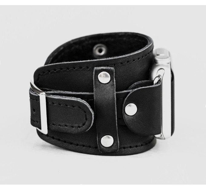 Leather cuff band compatible with Apple watch 38mm 40mm 41mm 42mm 44mm 45mm 49mm, Handmade UA code 1552st