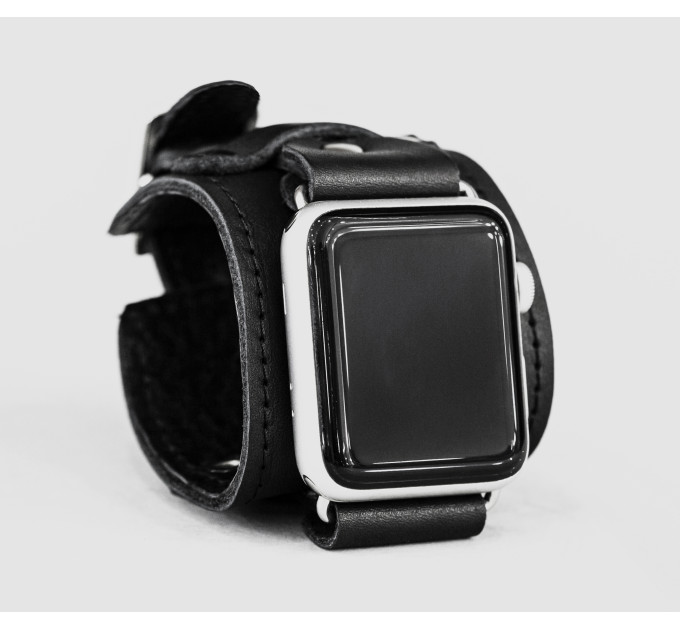 Leather cuff band compatible with Apple watch 38mm 40mm 41mm 42mm 44mm 45mm 49mm, Handmade UA code 1552st