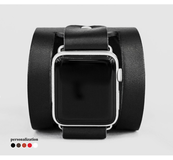 wide Leather cuff band compatible with Apple watch 38mm 40mm 41mm 42mm 44mm 45mm 49mm, Handmade UA code 1620