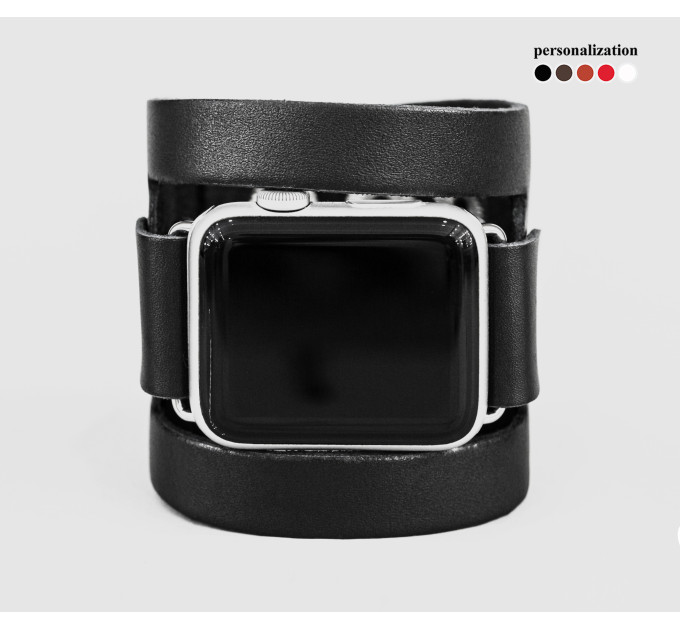 wide Leather cuff band compatible with Apple watch 38mm 40mm 41mm 42mm 44mm 45mm 49mm, Handmade UA code 1620