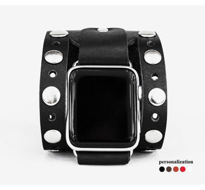 wide Leather cuff band compatible with Apple watch 38mm 40mm 41mm 42mm 44mm 45mm 49mm, Handmade UA code 1625