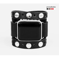 wide Leather cuff band compatible with Apple watch 38mm 40mm 41mm 42mm 44mm 45mm 49mm, Handmade UA code 1625