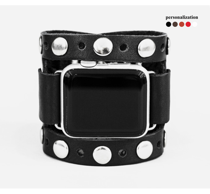 wide Leather cuff band compatible with Apple watch 38mm 40mm 41mm 42mm 44mm 45mm 49mm, Handmade UA code 1625