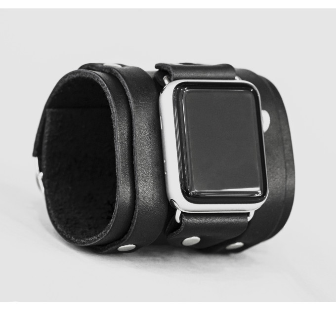 wide Leather cuff band compatible with Apple watch 38mm 40mm 41mm 42mm 44mm 45mm 49mm, Handmade UA code 1715
