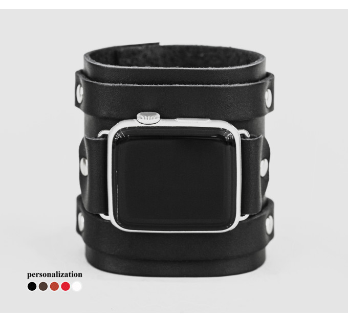 wide Leather cuff band compatible with Apple watch 38mm 40mm 41mm 42mm 44mm 45mm 49mm, Handmade UA code 1715