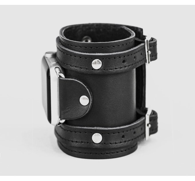 wide Leather cuff band compatible with Apple watch 38mm 40mm 41mm 42mm 44mm 45mm 49mm, Handmade UA code 1715st