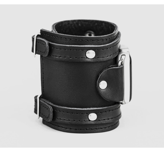 wide Leather cuff band compatible with Apple watch 38mm 40mm 41mm 42mm 44mm 45mm 49mm, Handmade UA code 1715st