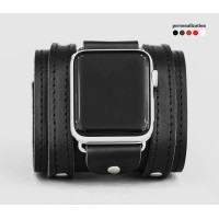 wide Leather cuff band compatible with Apple watch 38mm 40mm 41mm 42mm 44mm 45mm 49mm, Handmade UA code 1715st