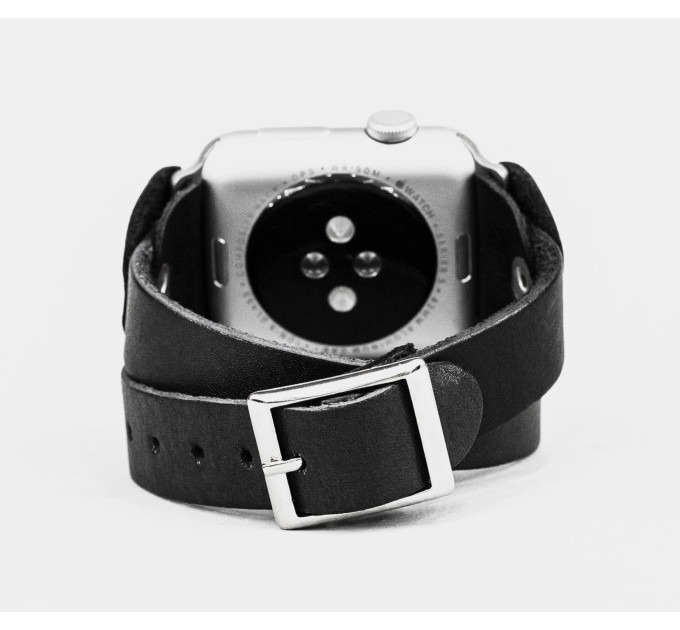 Leather double wrap band strap compatible with Apple watch 38mm 40mm 41mm 42mm 44mm 45mm 49mm, Handmade UA code 1810