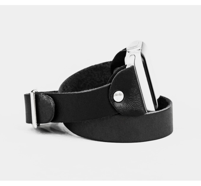 Leather double wrap band strap compatible with Apple watch 38mm 40mm 41mm 42mm 44mm 45mm 49mm, Handmade UA code 1810
