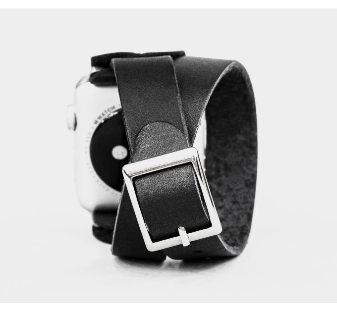 Leather double wrap band strap compatible with Apple watch 38mm 40mm 41mm 42mm 44mm 45mm 49mm, Handmade UA code 1810