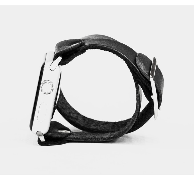 Leather double wrap band strap compatible with Apple watch 38mm 40mm 41mm 42mm 44mm 45mm 49mm, Handmade UA code 1810