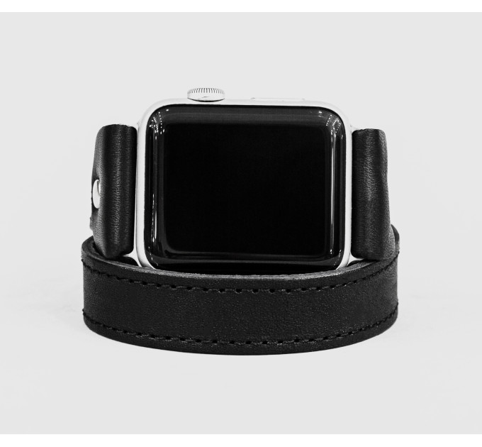 Leather double wrap band strap compatible with Apple watch 38mm 40mm 41mm 42mm 44mm 45mm 49mm, Handmade UA code 1810st