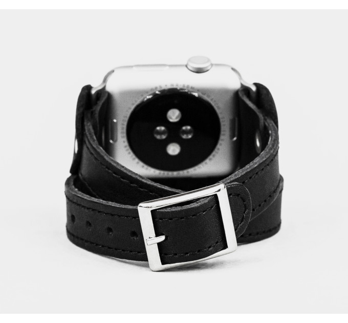 Leather double wrap band strap compatible with Apple watch 38mm 40mm 41mm 42mm 44mm 45mm 49mm, Handmade UA code 1810st