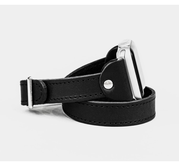 Leather double wrap band strap compatible with Apple watch 38mm 40mm 41mm 42mm 44mm 45mm 49mm, Handmade UA code 1810st