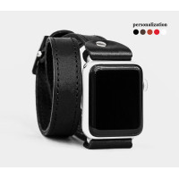 Leather double wrap band strap compatible with Apple watch 38mm 40mm 41mm 42mm 44mm 45mm 49mm, Handmade UA code 1810st