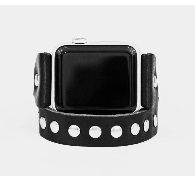 Leather double wrap band strap compatible with Apple watch 38mm 40mm 41mm 42mm 44mm 45mm 49mm, Handmade UA code 1820