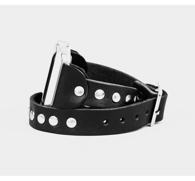 Leather double wrap band strap compatible with Apple watch 38mm 40mm 41mm 42mm 44mm 45mm 49mm, Handmade UA code 1820