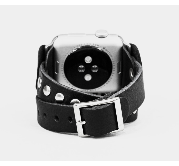Leather double wrap band strap compatible with Apple watch 38mm 40mm 41mm 42mm 44mm 45mm 49mm, Handmade UA code 1820