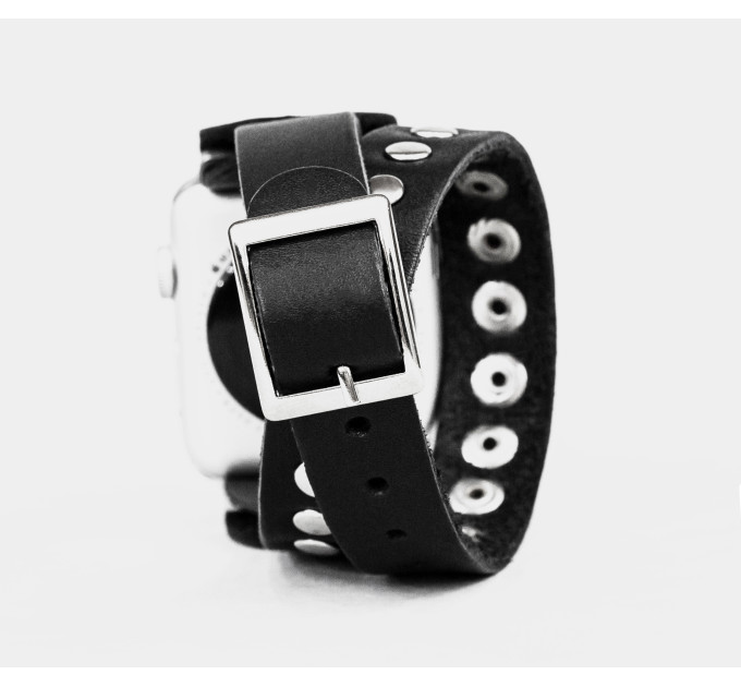 Leather double wrap band strap compatible with Apple watch 38mm 40mm 41mm 42mm 44mm 45mm 49mm, Handmade UA code 1820