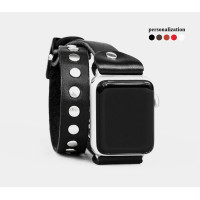 Leather double wrap band strap compatible with Apple watch 38mm 40mm 41mm 42mm 44mm 45mm 49mm, Handmade UA code 1820
