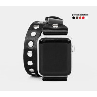 Leather double wrap band strap compatible with Apple watch 38mm 40mm 41mm 42mm 44mm 45mm 49mm, Handmade UA code 1820