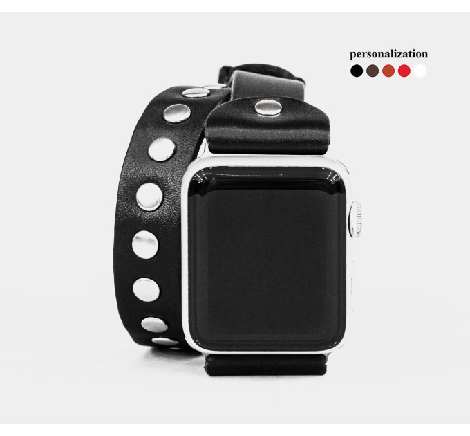 Leather double wrap band strap compatible with Apple watch 38mm 40mm 41mm 42mm 44mm 45mm 49mm, Handmade UA code 1820