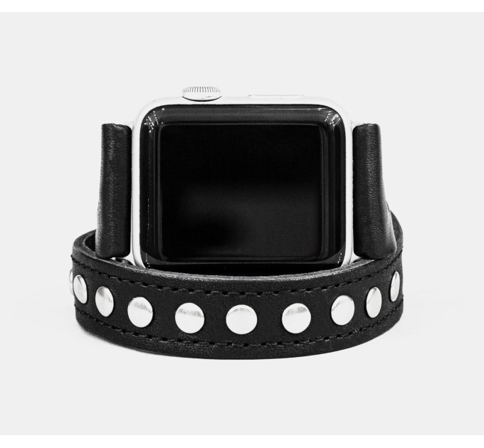 Leather double wrap band strap compatible with Apple watch 38mm 40mm 41mm 42mm 44mm 45mm 49mm, Handmade UA code 1820st