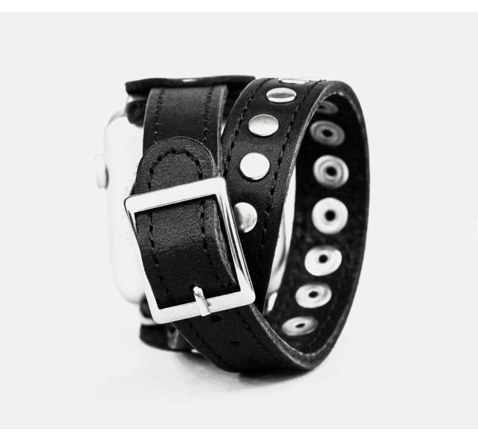 Leather double wrap band strap compatible with Apple watch 38mm 40mm 41mm 42mm 44mm 45mm 49mm, Handmade UA code 1820st