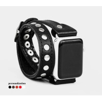 Leather double wrap band strap compatible with Apple watch 38mm 40mm 41mm 42mm 44mm 45mm 49mm, Handmade UA code 1820st