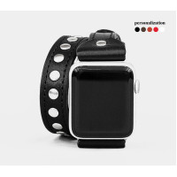 Leather double wrap band strap compatible with Apple watch 38mm 40mm 41mm 42mm 44mm 45mm 49mm, Handmade UA code 1820st