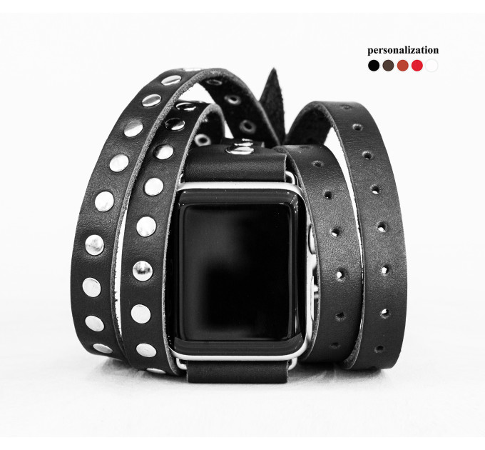 Leather multi wrap band strap compatible with Apple watch 38mm 40mm 41mm 42mm 44mm 45mm 49mm, Handmade UA code 1856