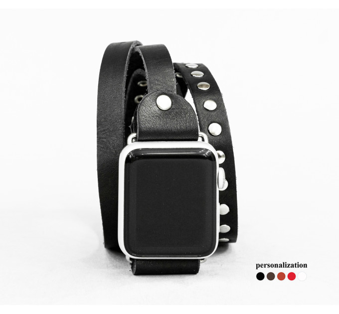 Leather multi wrap band strap compatible with Apple watch 38mm 40mm 41mm 42mm 44mm 45mm 49mm, Handmade UA code 1857