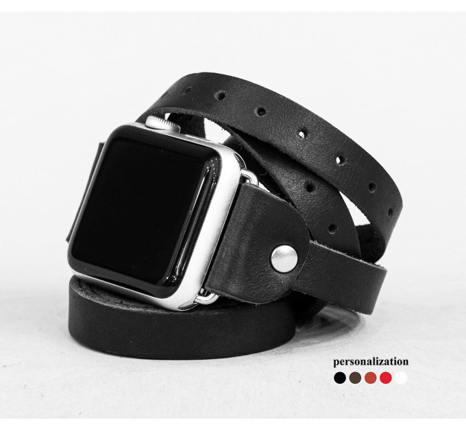 Leather multi wrap band strap compatible with Apple watch 38mm 40mm 41mm 42mm 44mm 45mm 49mm, Handmade UA code 1858