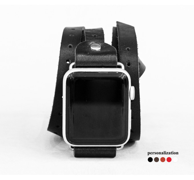 Leather multi wrap band strap compatible with Apple watch 38mm 40mm 41mm 42mm 44mm 45mm 49mm, Handmade UA code 1858