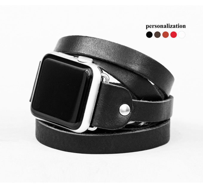 Leather multi wrap band strap compatible with Apple watch 38mm 40mm 41mm 42mm 44mm 45mm 49mm, Handmade UA code 1860