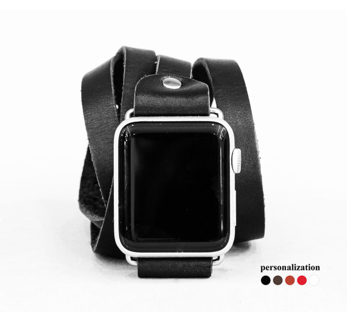 Leather multi wrap band strap compatible with Apple watch 38mm 40mm 41mm 42mm 44mm 45mm 49mm, Handmade UA code 1860