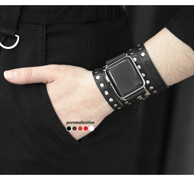 Leather multi wrap band strap compatible with Apple watch 38mm 40mm 41mm 42mm 44mm 45mm 49mm, Handmade UA code 1861