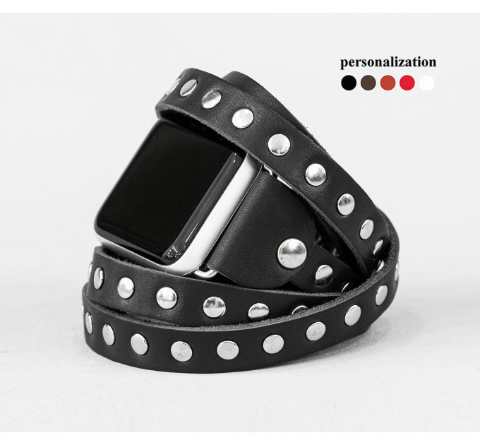 Leather multi wrap band strap compatible with Apple watch 38mm 40mm 41mm 42mm 44mm 45mm 49mm, Handmade UA code 1861