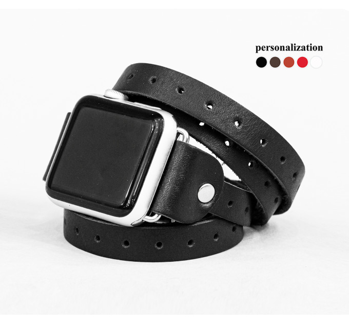 Leather multi wrap band strap compatible with Apple watch 38mm 40mm 41mm 42mm 44mm 45mm 49mm, Handmade UA code 1864