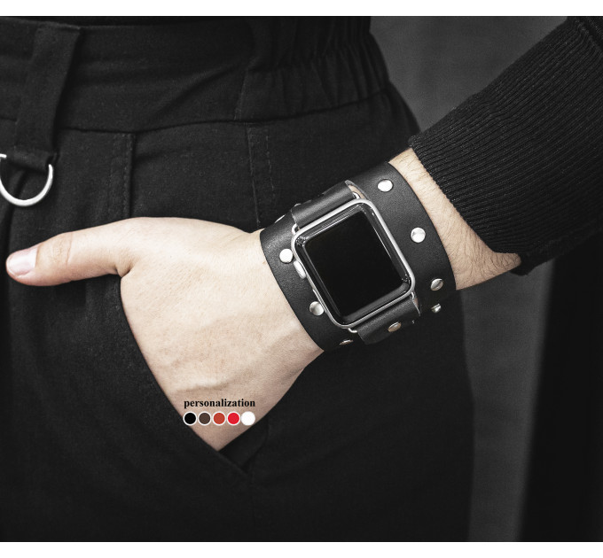 Leather double wrap band strap compatible with Apple watch 38mm 40mm 41mm 42mm 44mm 45mm 49mm, Handmade UA code 1870