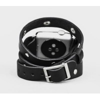 Leather double wrap band strap compatible with Apple watch 38mm 40mm 41mm 42mm 44mm 45mm 49mm, Handmade UA code 1870