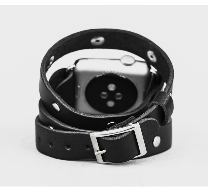 Leather double wrap band strap compatible with Apple watch 38mm 40mm 41mm 42mm 44mm 45mm 49mm, Handmade UA code 1870